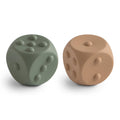 Mushie Silicone Dice Press Toy – Two Poppable Dice for Sensory and STEM Learning (Dried Thyme/Natural)