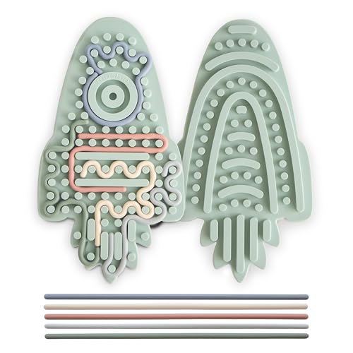 Mushie Silicone Sensory Toy Rocket - 16 Piece Fidget Set for Ages 3+