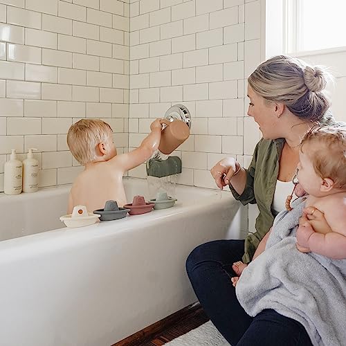 mushie Stackable Bath Boats (Petal) – Set of 5 Floating Bath Toys for Toddlers, BPA-Free, Made in Denmark