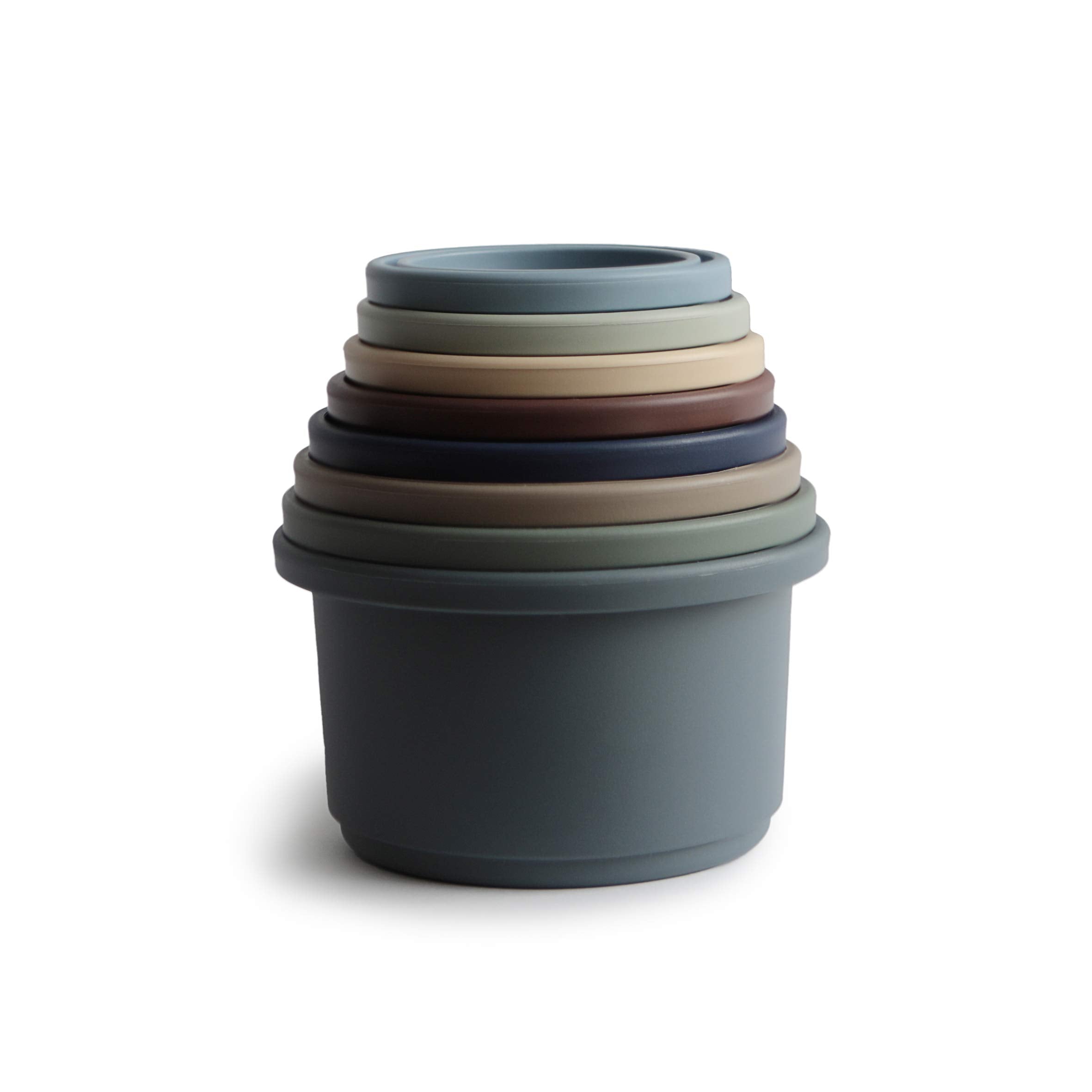 Mushie Stacking Cups (Forest) - 8-Piece Set | Non-Toxic, BPA-Free, Made in Denmark