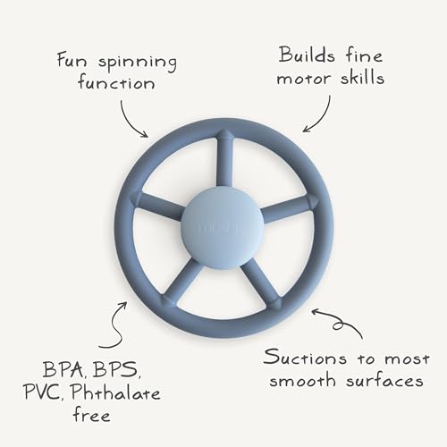 mushie Wheel Suction Spinner Toy – Dinosaur Sensory Toy for Bath and Travel
