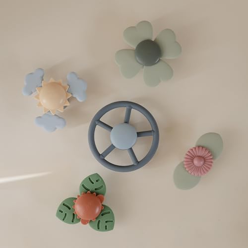 mushie Wheel Suction Spinner Toy – Dinosaur Sensory Toy for Bath and Travel
