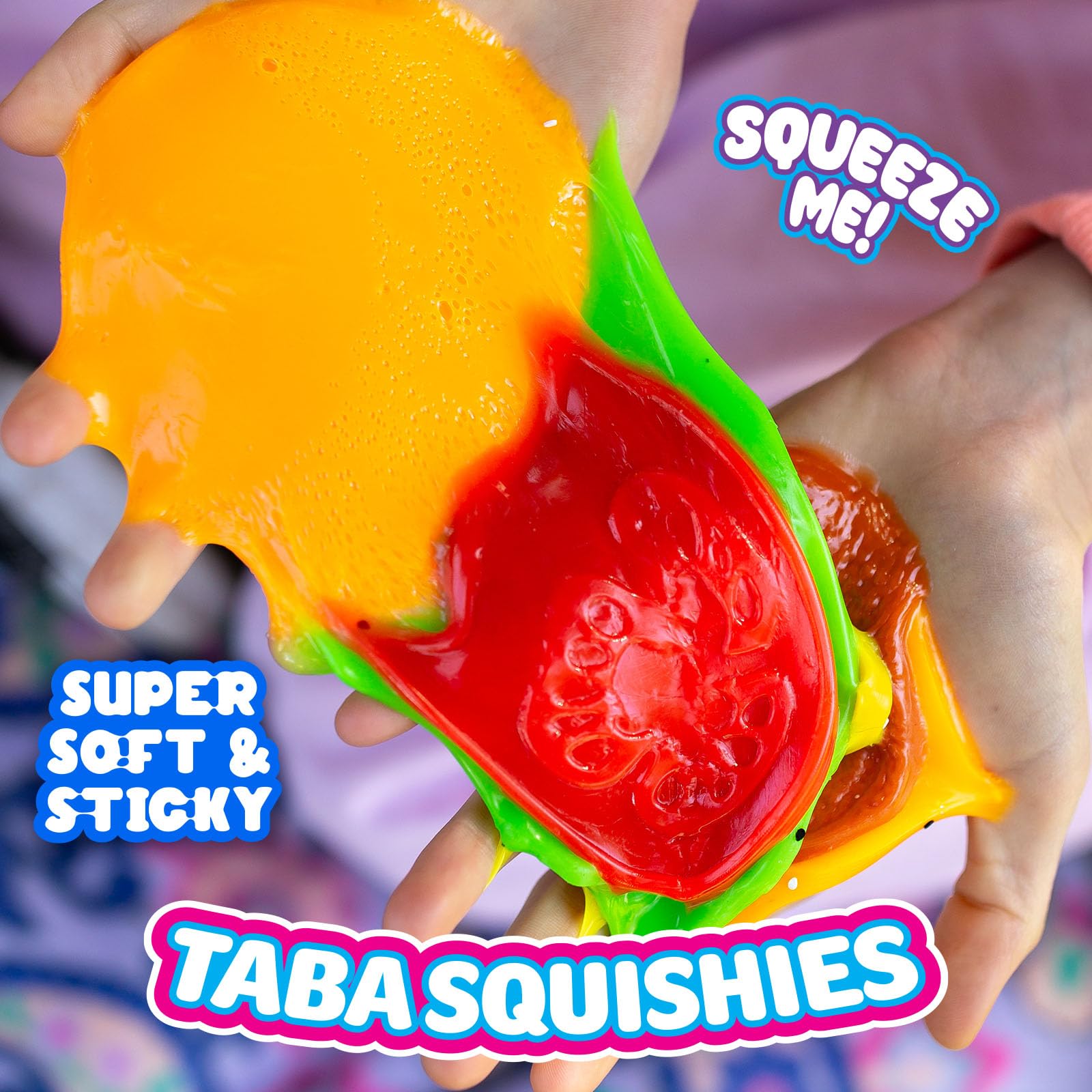 Mushmeez Taba Squishy Burger Jumbo 3.5" - Peelable Layered Squishy Toy for Stress Relief