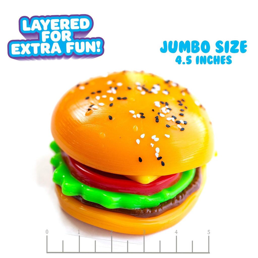 Mushmeez Taba Squishy Burger Jumbo 3.5" - Peelable Layered Squishy Toy for Stress Relief