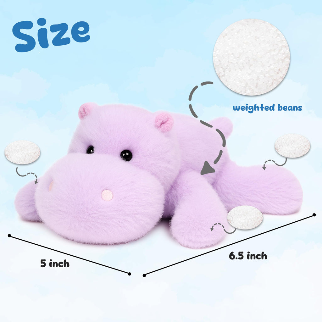 Mushymallow Adorable Hippo Stuffed Animal – Soft Plush Toy with Weighted Beans for Sitting or Standing