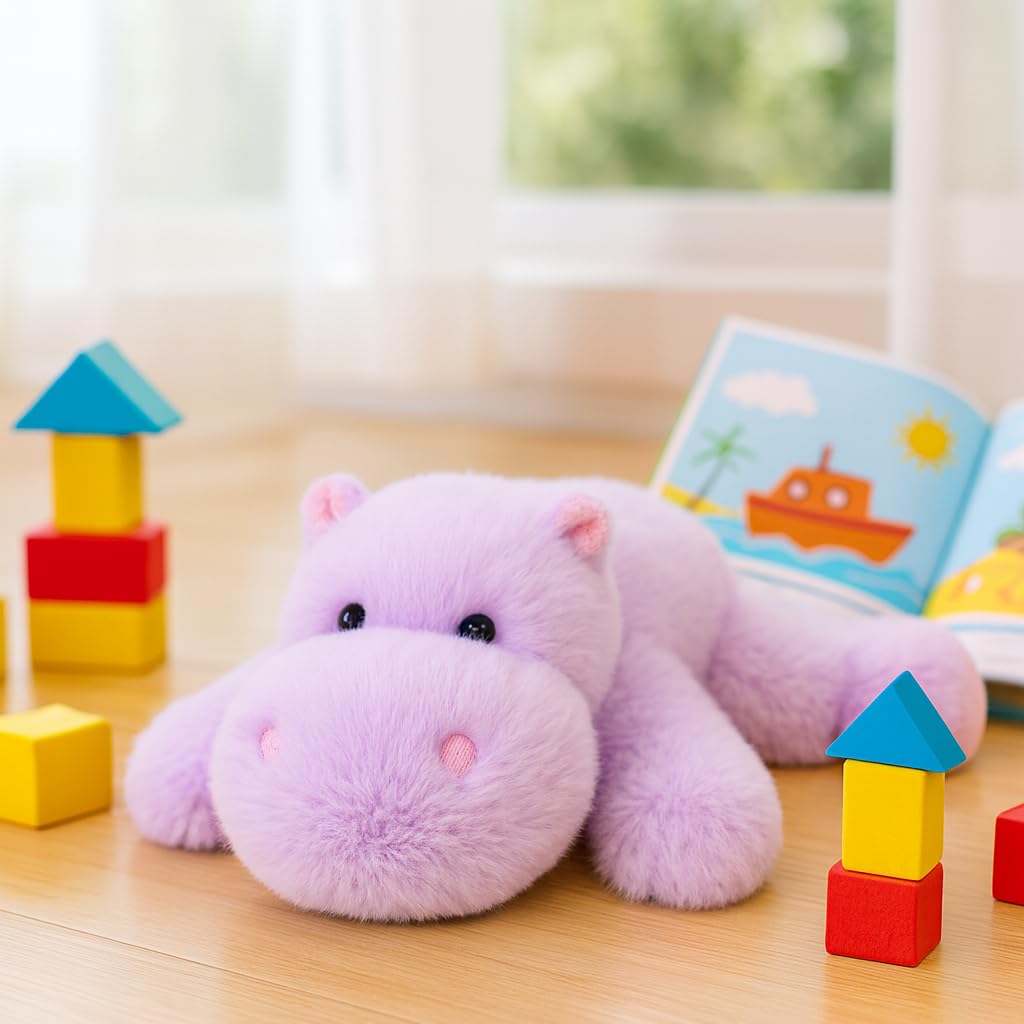 Mushymallow Adorable Hippo Stuffed Animal – Soft Plush Toy with Weighted Beans for Sitting or Standing