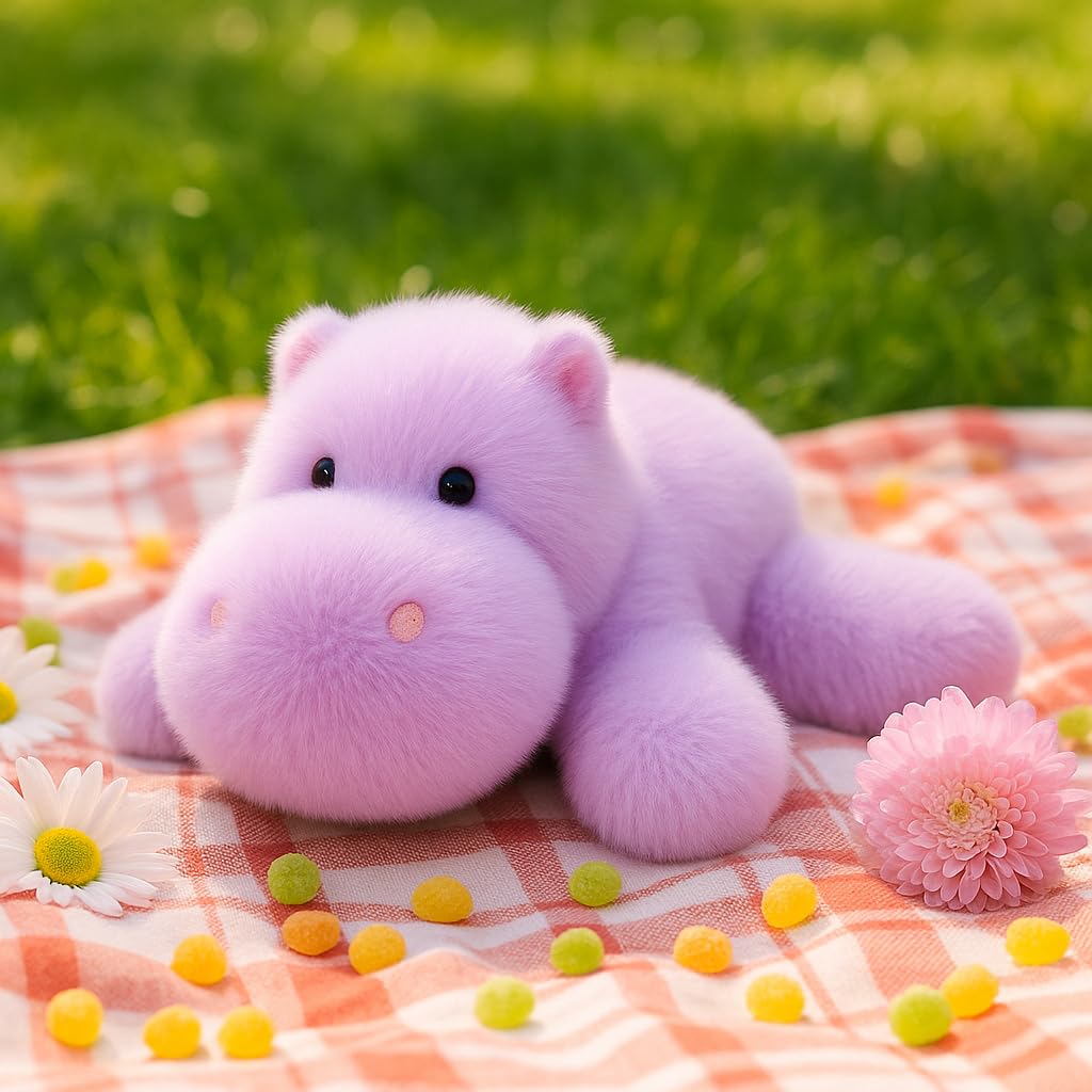 Mushymallow Adorable Hippo Stuffed Animal – Soft Plush Toy with Weighted Beans for Sitting or Standing