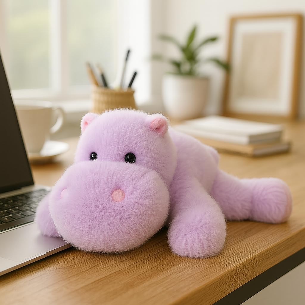 Mushymallow Adorable Hippo Stuffed Animal – Soft Plush Toy with Weighted Beans for Sitting or Standing