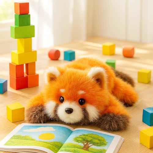 Mushymallow Adorable Red Panda Stuffed Animal - Soft Plush Toy with Weighted Beans, Cute Gift for Kids and Adults