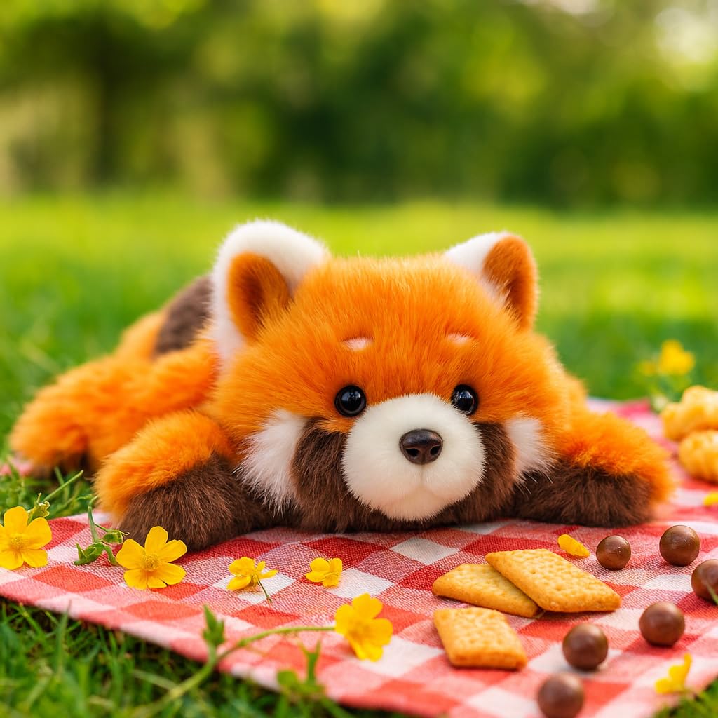 Mushymallow Adorable Red Panda Stuffed Animal - Soft Plush Toy with Weighted Beans, Cute Gift for Kids and Adults
