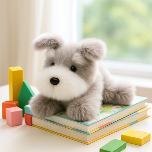 Mushymallow Adorable Schnauzer Stuffed Animal – Soft Plush Toy with Weighted Beans and Calming Scent, Cute Gift for Kids