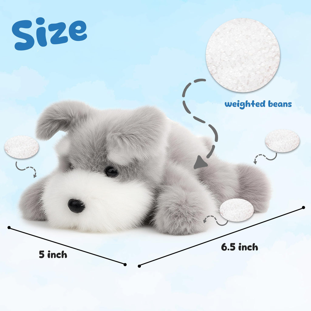 Mushymallow Adorable Schnauzer Stuffed Animal – Soft Plush Toy with Weighted Beans and Calming Scent, Cute Gift for Kids