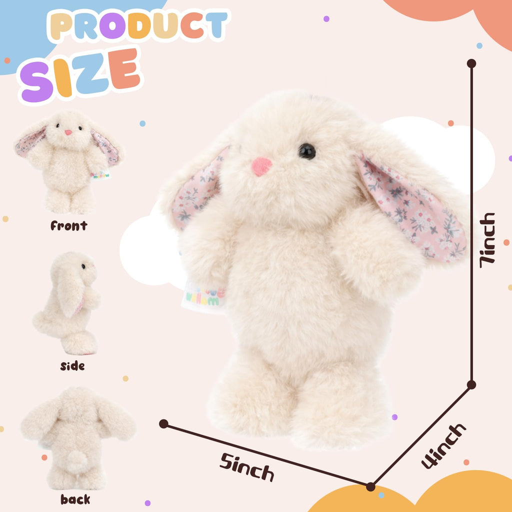 Mushymallow Beige Bunny Stuffed Animal Keychain – 7-Inch Soft Plush Rabbit for Backpacks