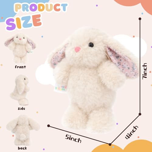 Mushymallow Beige Bunny Stuffed Animal Keychain – 7-Inch Soft Plush Rabbit for Backpacks