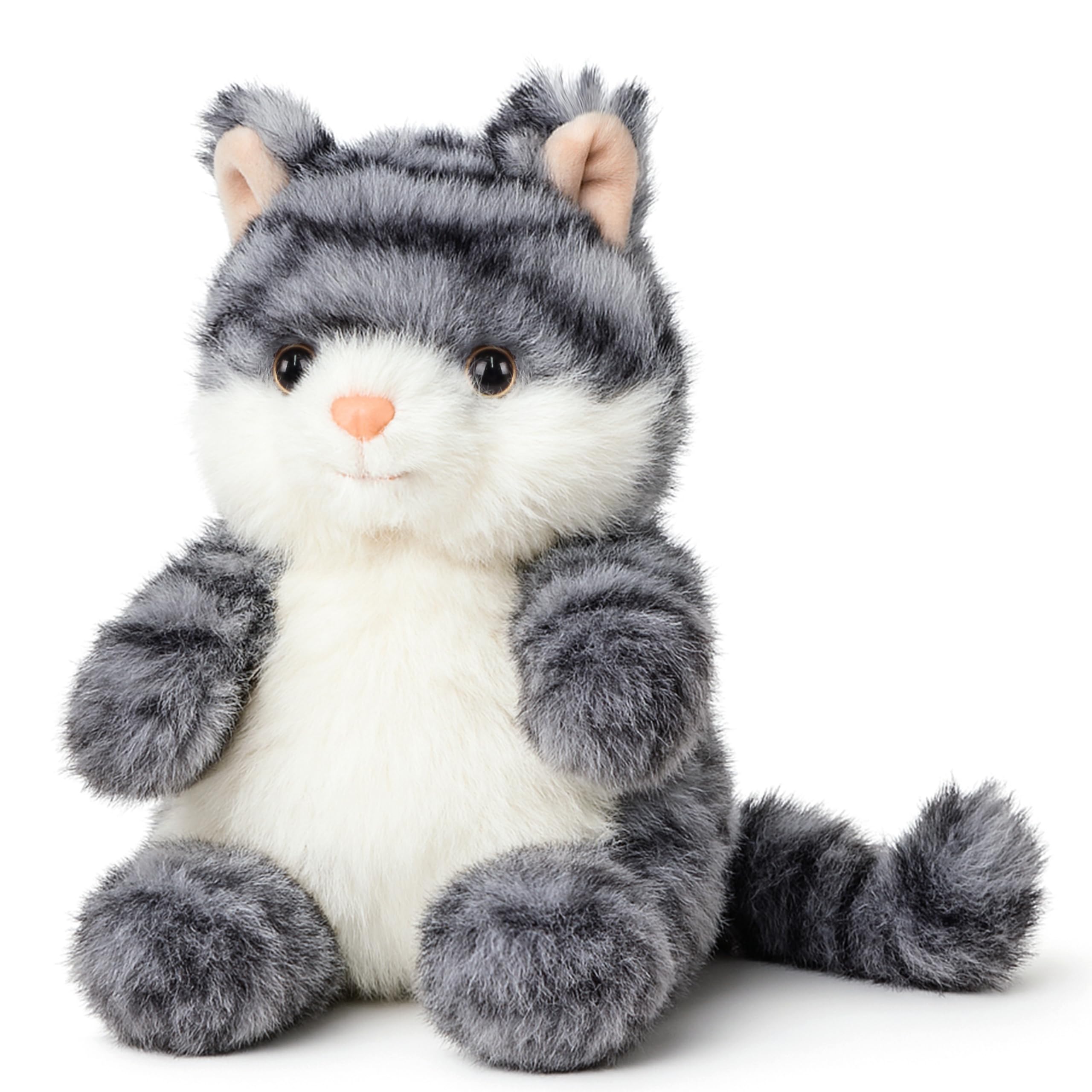 Mushymallow Gray Squeaky Cat Plush – Soft Palm-Sized Stuffed Animal for Stress Relief