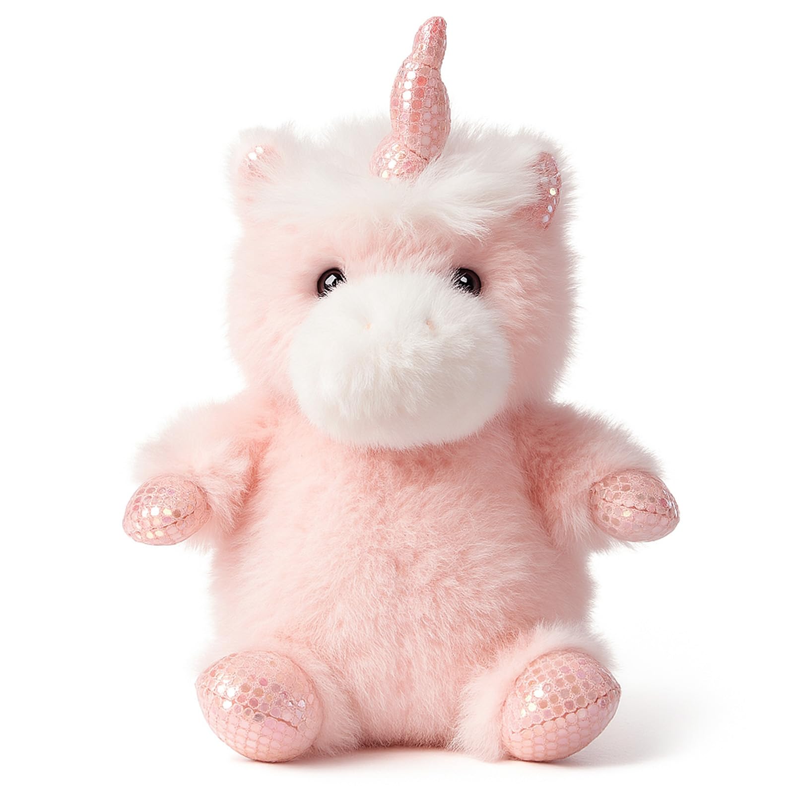 Mushymallow Pink Unicorn Plush Toy – Soft, Squeaky, Palm-Sized Stress Relief for Kids and Adults