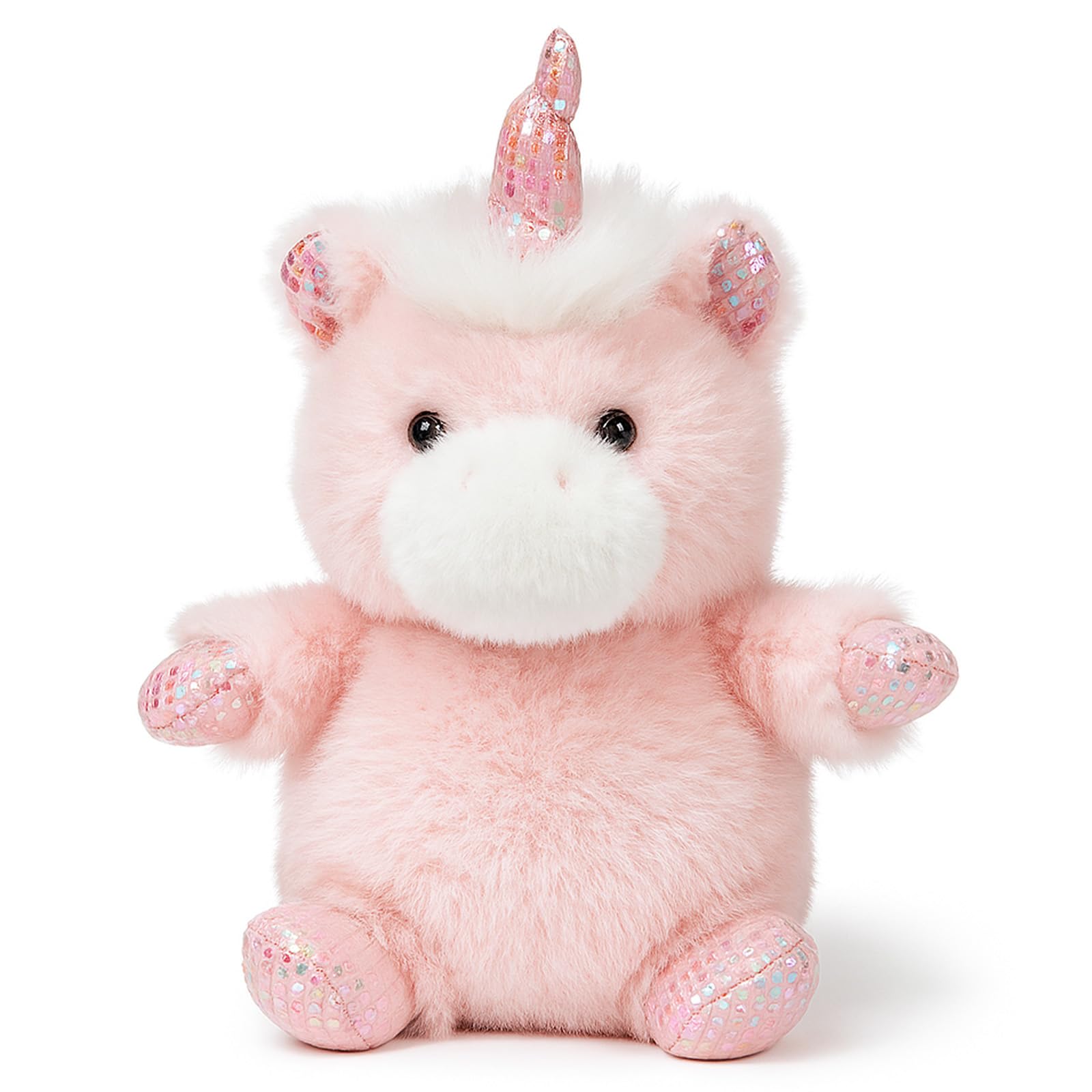 Mushymallow Pink Unicorn Plush Toy – Soft, Squeaky, Palm-Sized Stress Relief for Kids and Adults