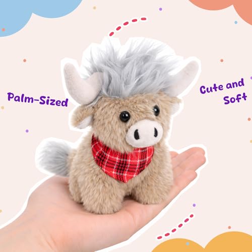 Mushymallow Sitting Highland Cow Plush Toy - Soft Gray Stuffed Animal, Cuddly Gift for Kids and Toddlers