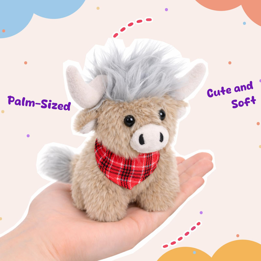 Mushymallow Sitting Highland Cow Plush Toy - Soft Gray Stuffed Animal, Cuddly Gift for Kids and Toddlers