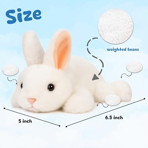 Mushymallow Soft White Rabbit Plush – Weighted Bean Stuffed Bunny, Palm-Sized with Aroma, Easter Gift for Kids