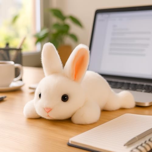 Mushymallow Soft White Rabbit Plush – Weighted Bean Stuffed Bunny, Palm-Sized with Aroma, Easter Gift for Kids