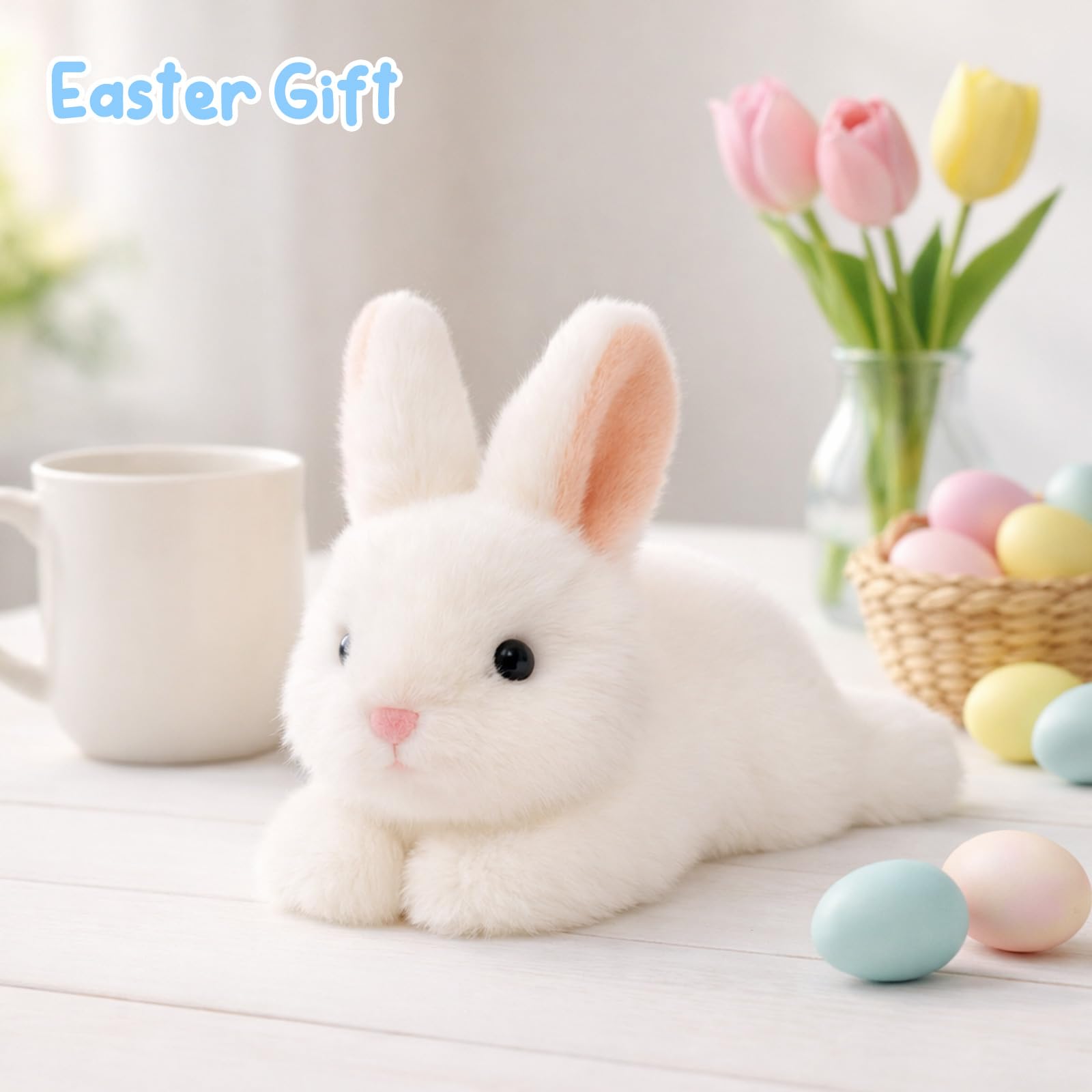 Mushymallow Soft White Rabbit Plush – Weighted Bean Stuffed Bunny, Palm-Sized with Aroma, Easter Gift for Kids