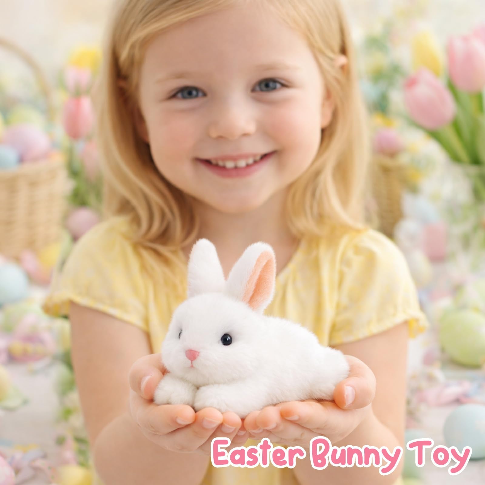 Mushymallow Soft White Rabbit Plush – Weighted Bean Stuffed Bunny, Palm-Sized with Aroma, Easter Gift for Kids