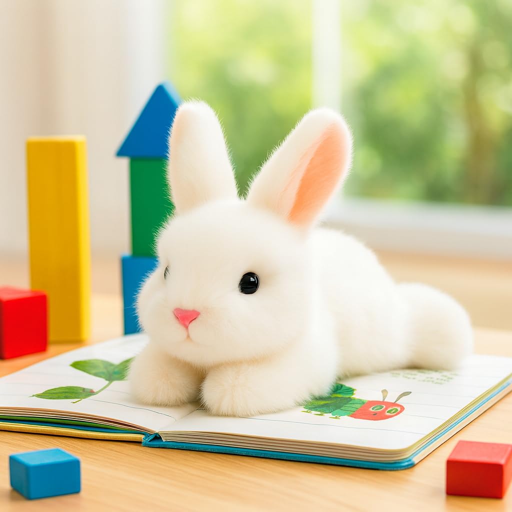 Mushymallow Soft White Rabbit Plush – Weighted Bean Stuffed Bunny, Palm-Sized with Aroma, Easter Gift for Kids
