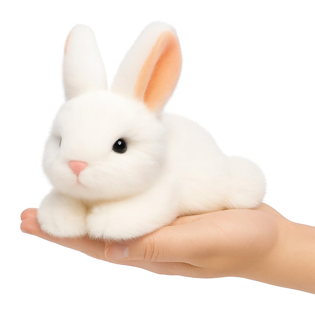 Mushymallow Soft White Rabbit Plush – Weighted Bean Stuffed Bunny, Palm-Sized with Aroma, Easter Gift for Kids