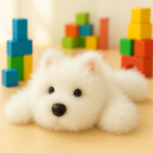 Mushymallow Westie Stuffed Animal – Soft Plush Dog Toy with Weighted Beans, Palm-Sized Cuddly Gift for Kids and Adults