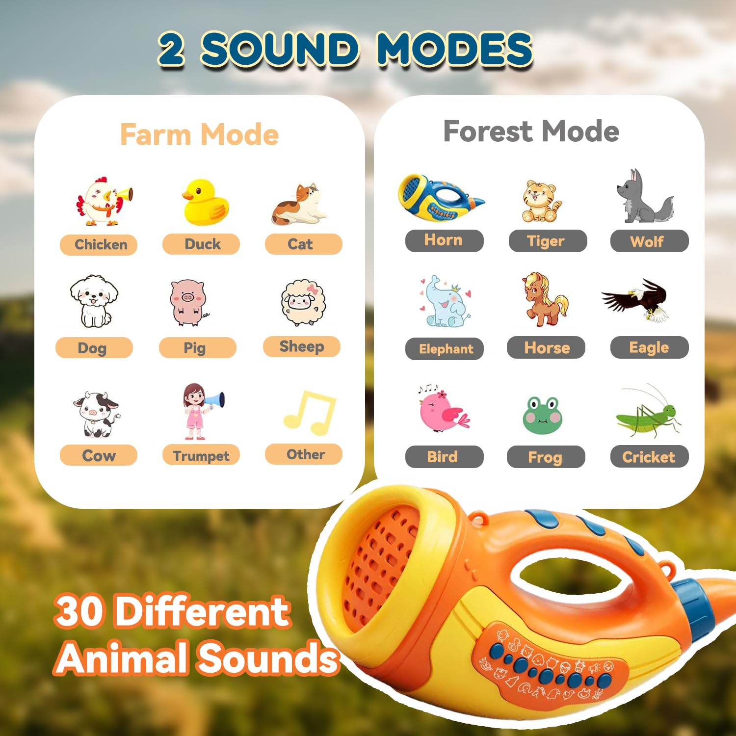 Music Animal Caller Toy with 30 Sounds & Lights – Birthday Gift for 3 Year Old Boy Girl