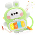 Musical Rabbit Piano Toy for Babies 6-12 Months & Toddlers 1-3 Years - Light Up Bunny with 7 Play Modes, Handle, Safe ABS Plastic - Birthday Gift for 1 Year Old Boy Girl (Green)