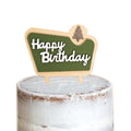 MUWEOL Happy Camper Wooden Cake Topper - Camping Birthday Decoration, 4.8x6.1 inches