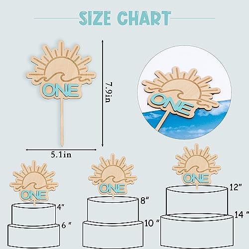 MUWEOL Wooden Wave Surf Cake Topper for First Birthday – Handmade Party Decoration
