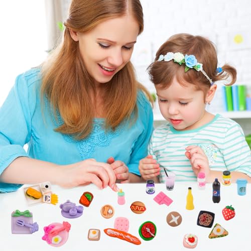MUYIZI 100-Piece Miniature Food Set – Resin Dollhouse Accessories for Pretend Play & Crafts