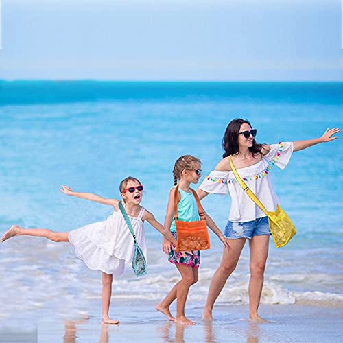 MUYIZI 3-Pack Mesh Beach Bag for Shell Collecting - Quick-Drying, Adjustable Strap, Zippered Shell Bag for Kids and Adults