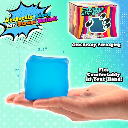 MUYMUT Sensory Stress Cube – Blue, 1-Pack: High-Density Gel Fidget Toy for Anxiety Relief with Slow-Rebound Design