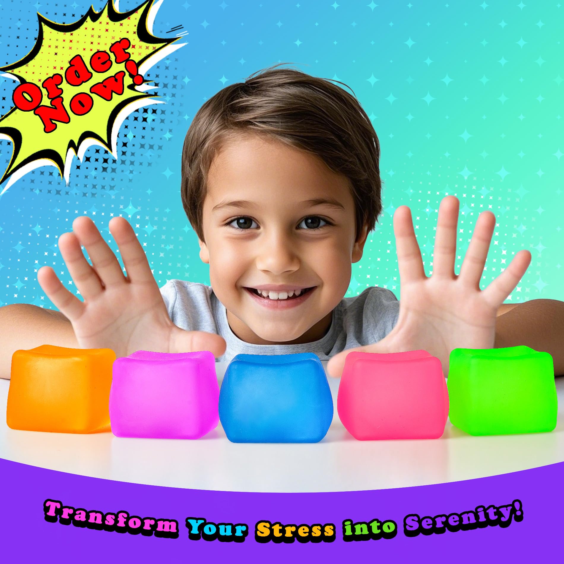 MUYMUT Sensory Stress Cube – High-Density Gel Filled Squishy Toy, Pink, 1-Pack for Anxiety Relief and Focus