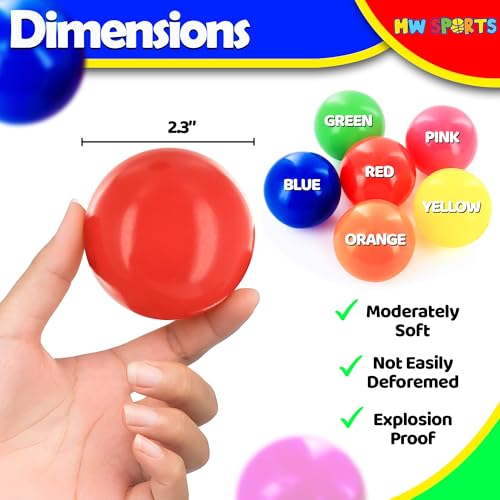 MW SPORTS 50 Ball Pit Balls for Toddlers & Kids – Crush Proof, BPA-Free, with Storage Bag