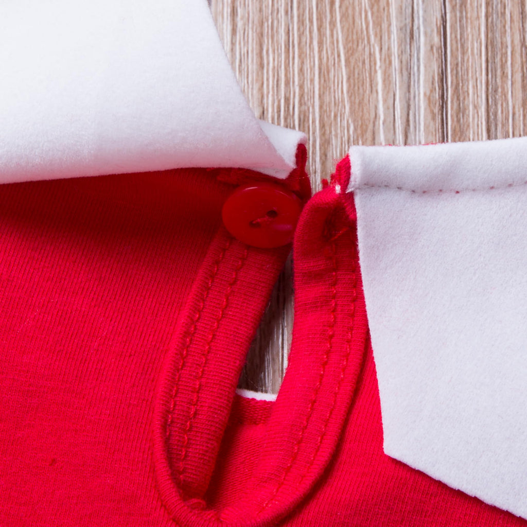 My First Christmas Outfit: Baby Girl Elf Costume Long Sleeve Jumpsuit with Hat
