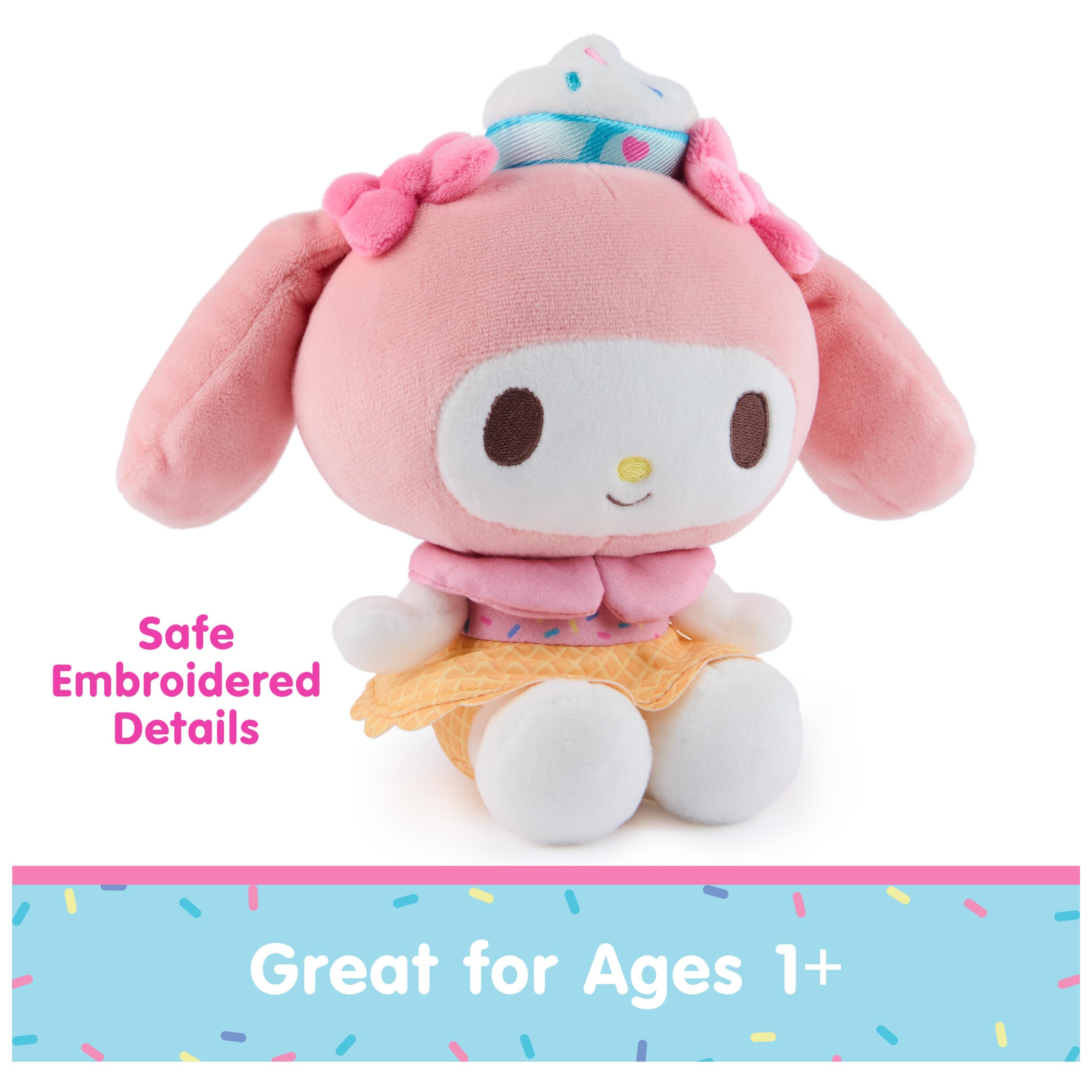 My Melody Ice Cream Plush by GUND - 6 Inch Soft Stuffed Animal with Dessert Outfit