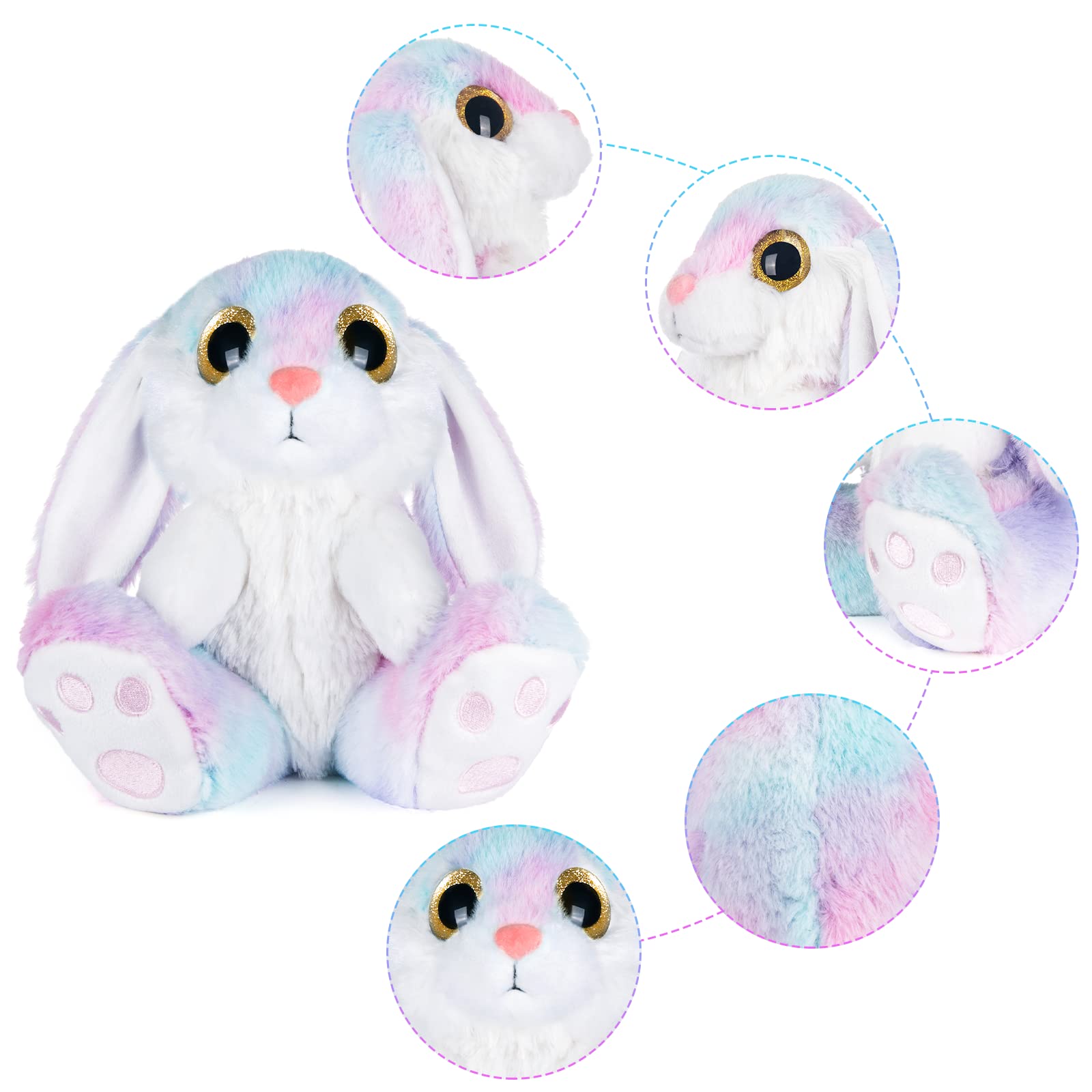 My OLi Rainbow Easter Bunny Stuffed Animal – 8.5 Inch Soft Plush with Floppy Ears