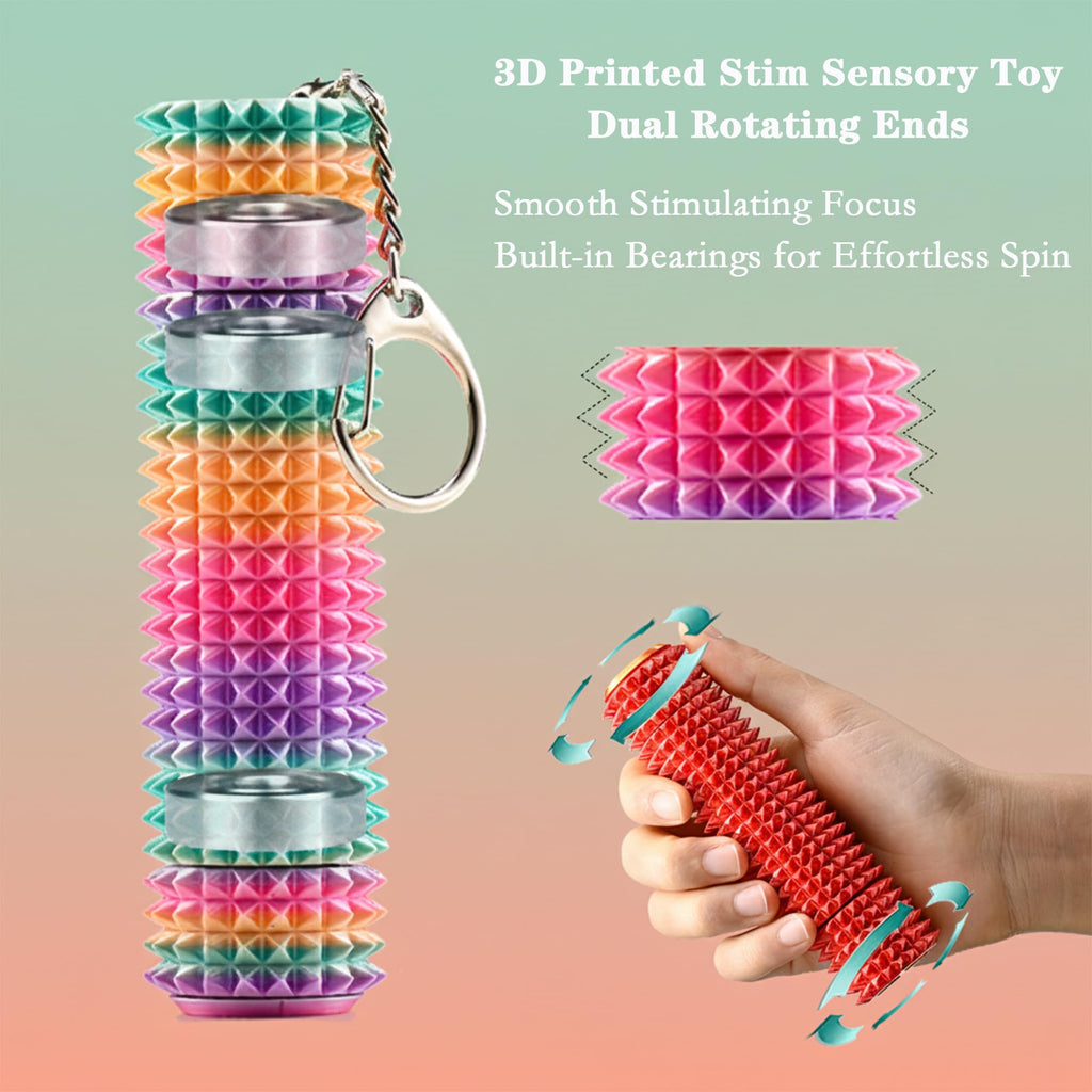 Mydethun 3-Section Rainbow Fidget Toy with Roller and Spinner – Silent Stress Relief for Adults