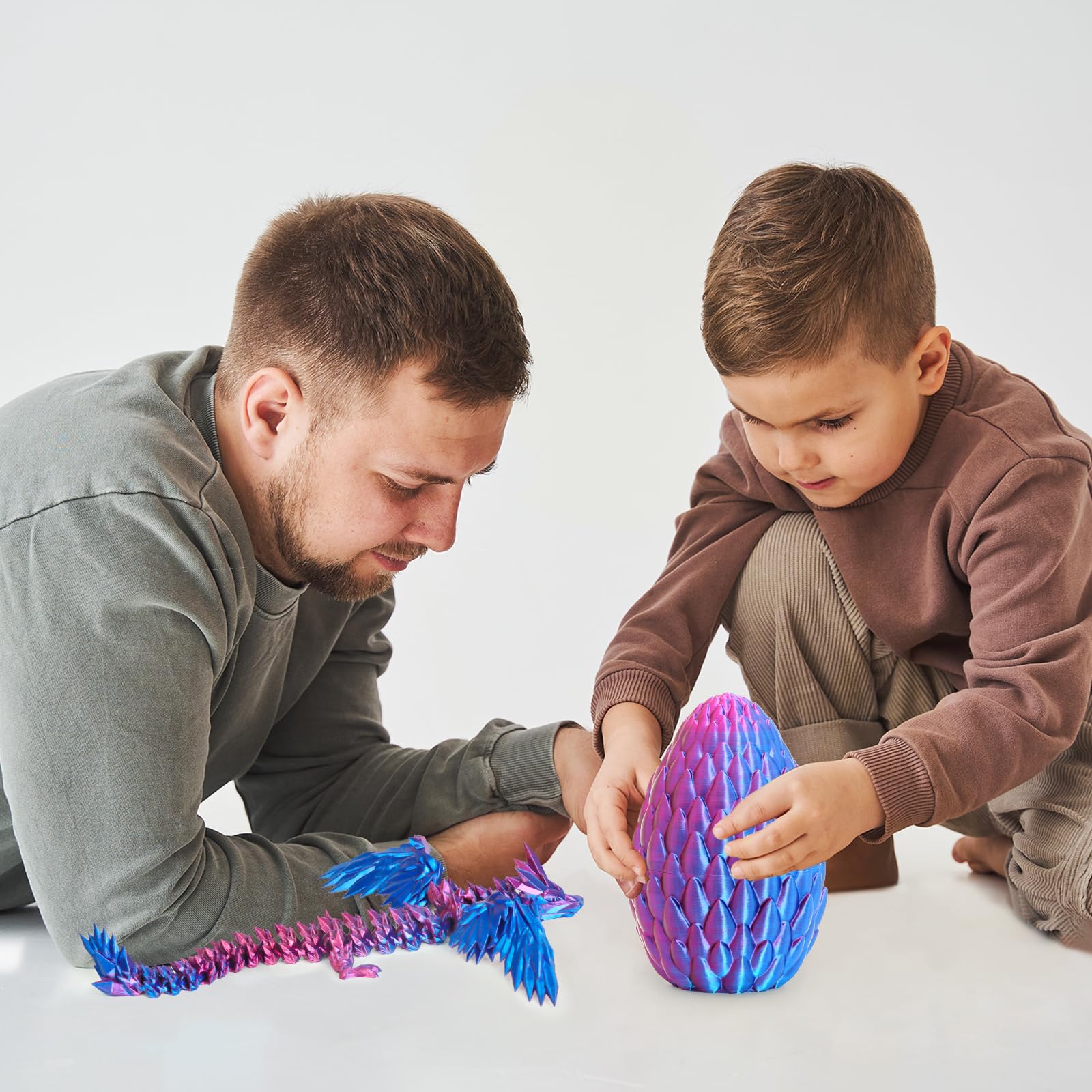 Mydhall 3D Printed Flying Dragon Egg – Articulated Dragon Inside, Blue Purple Gradient, Medium (5.5 in)