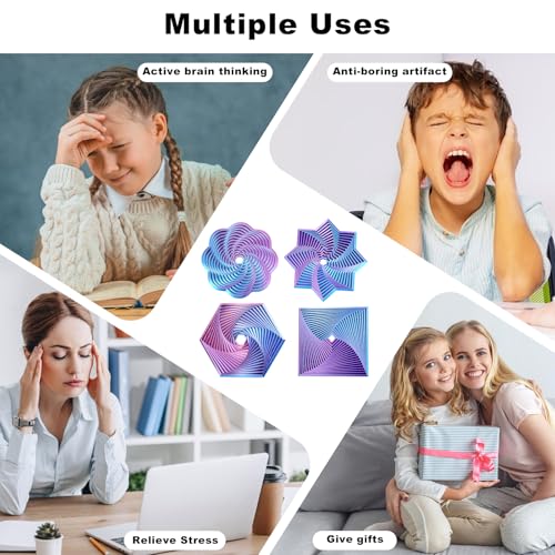 Mydhall 4-Pack 3D Printed Fractal Fidget Toys – Hexagon, Star & More – Light Purple, 3 Inches