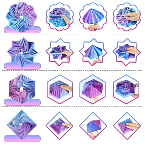 Mydhall 4-Pack 3D Printed Fractal Fidget Toys – Hexagon, Star & More – Light Purple, 3 Inches
