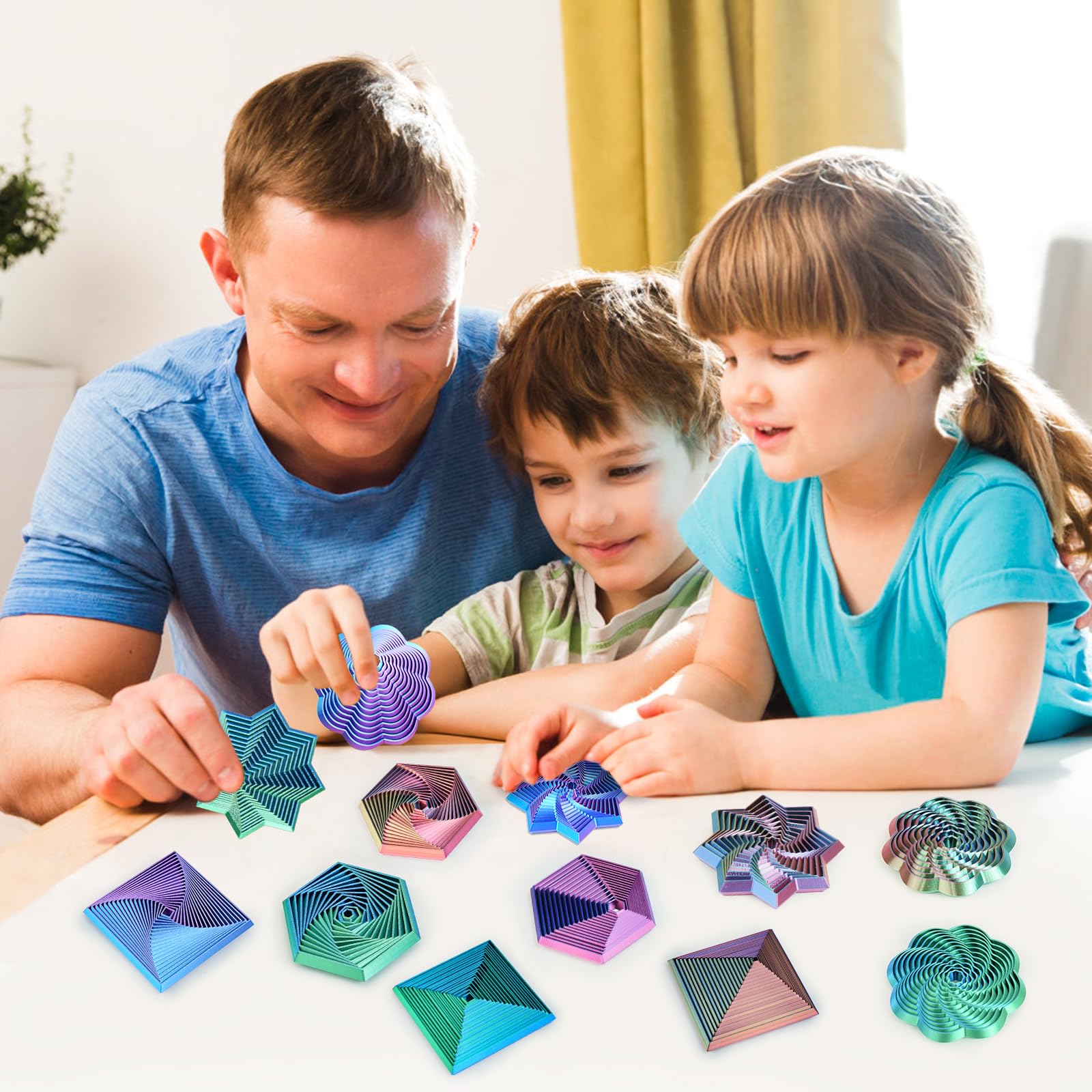 Mydhall 4-Pack 3D Printed Fractal Fidget Toys – Hexagon, Star & More – Light Purple, 3 Inches