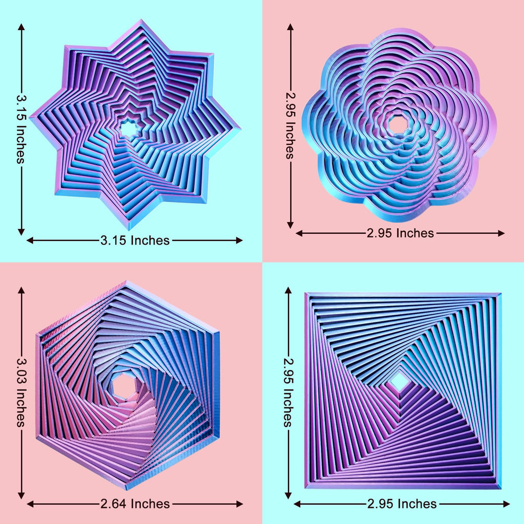 Mydhall 4-Pack 3D Printed Fractal Fidget Toys – Hexagon, Star & More – Light Purple, 3 Inches