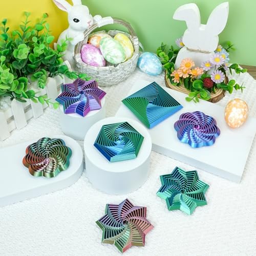 Mydhall 4-Pack 3D Printed Fractal Fidget Toys – Hexagon, Star & More – Light Purple, 3 Inches