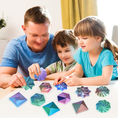 Mydhall 4-Pack 3D Printed Fractal Fidget Toys – Hexagon, Star & More – Light Purple, 3 Inches